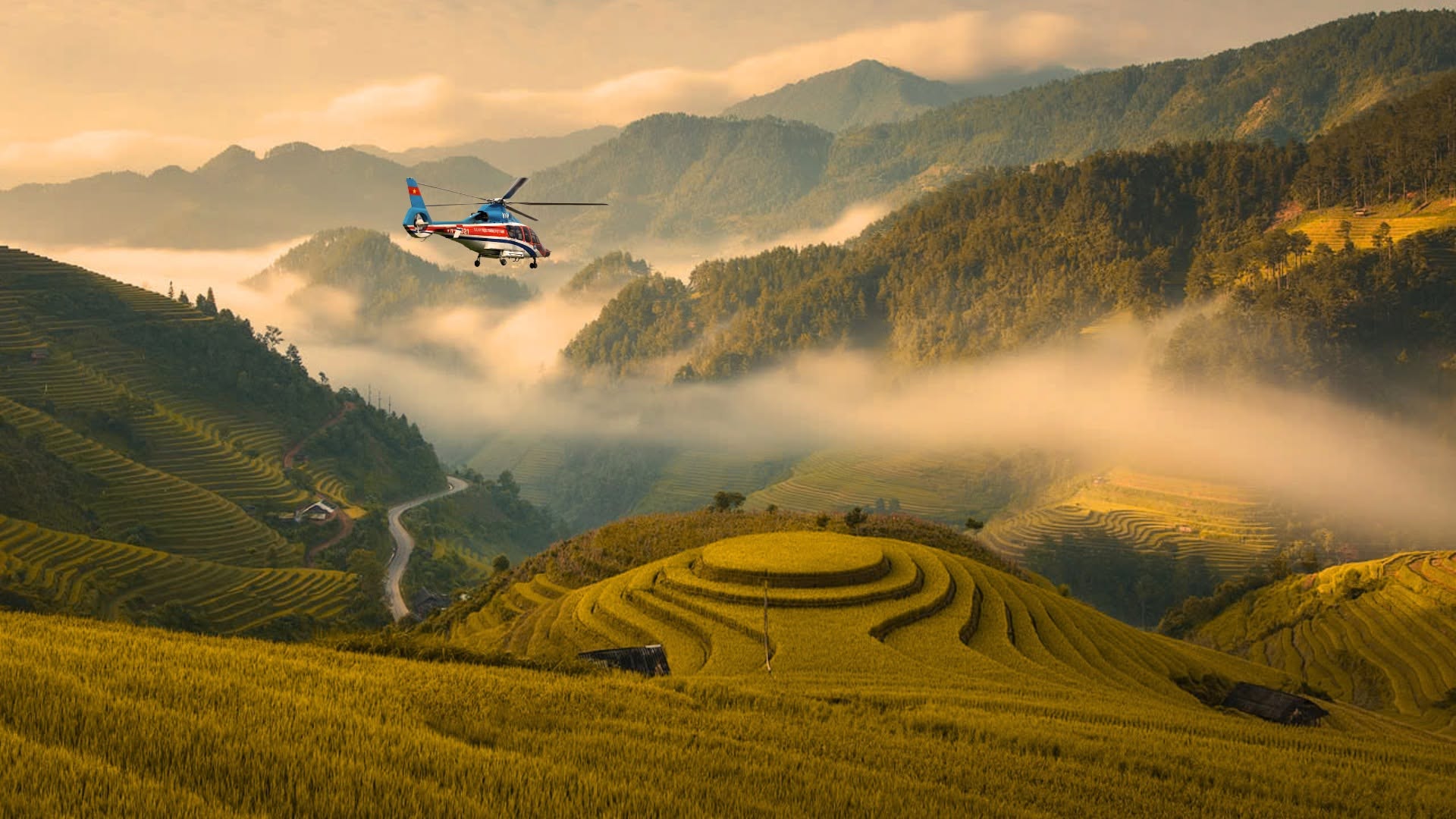 Highland Arrival by Helicopter