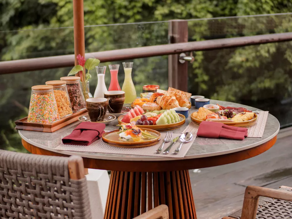 Breakfast set up at the restaurant deck