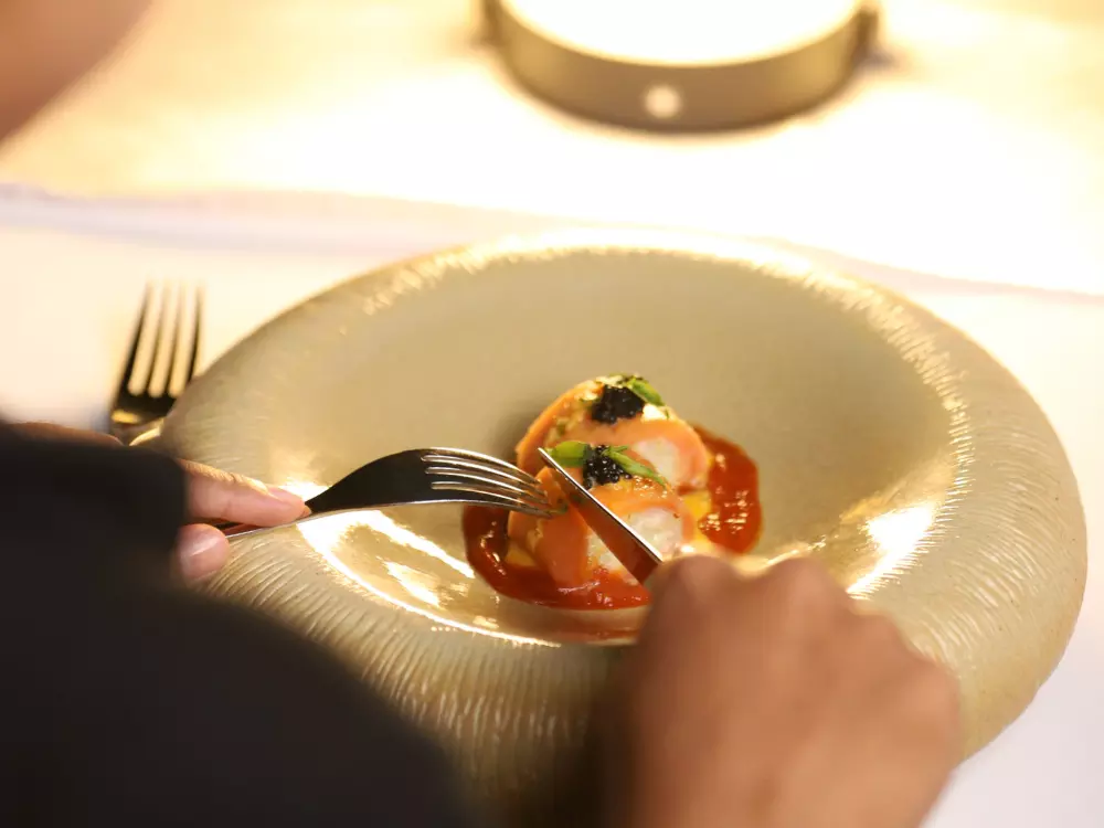 Salmon on a plate during dinner time