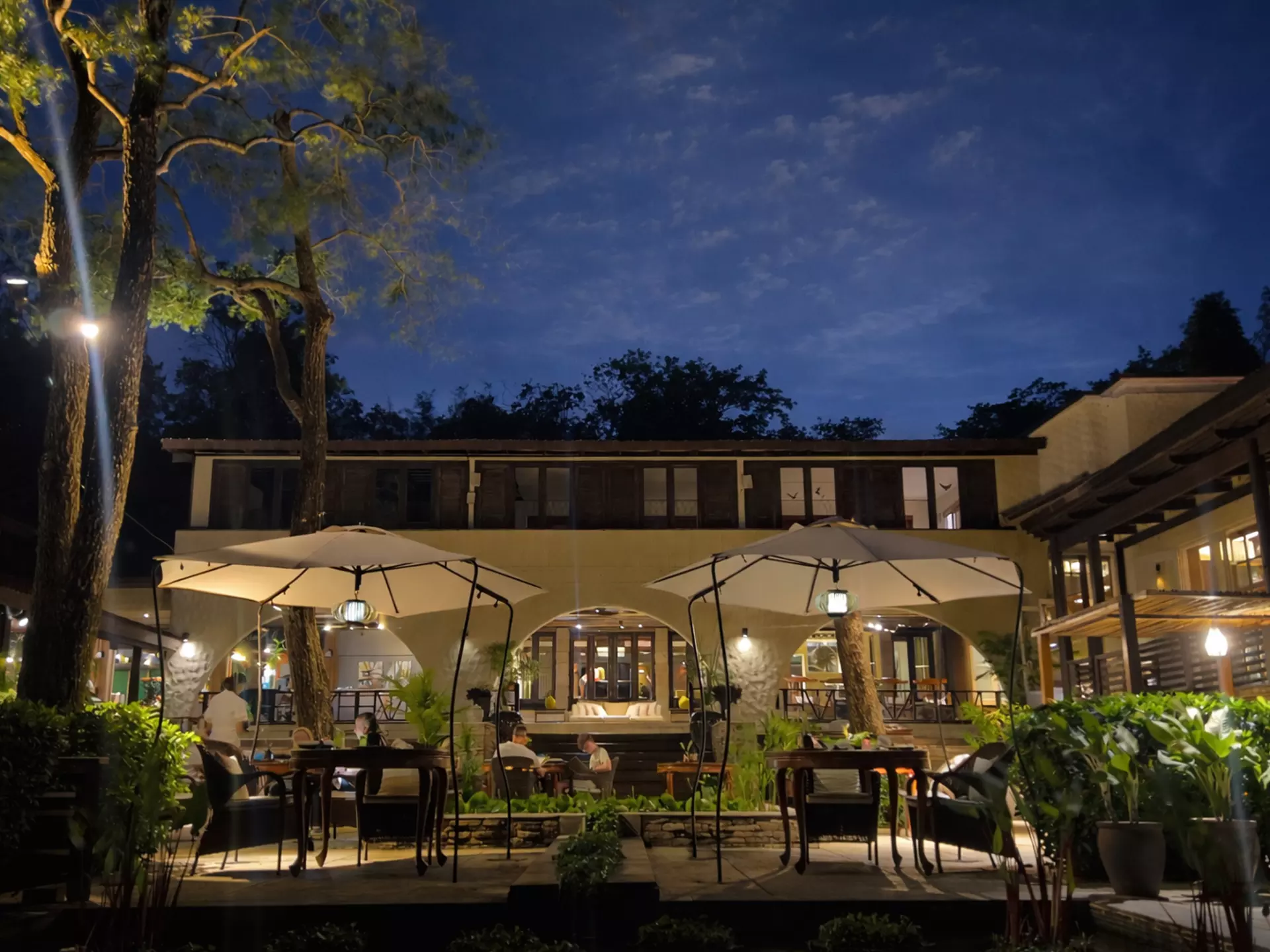 Romantic dining table setting at sea view restaurant in Koh Samui