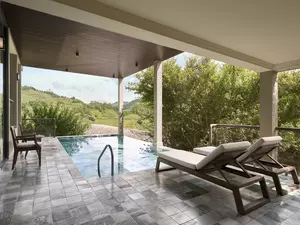 Private pool of the Hmong Garden View Pool Suite in a quiet, private setting.